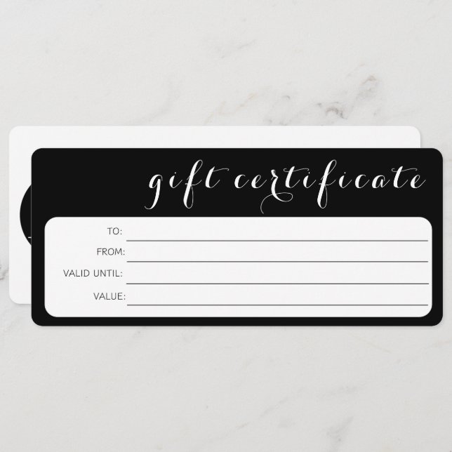 BLACK WHITE Business LOGOTYP COMPANY GIFT CERTIFIC (Fram/baksida)