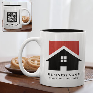 Black White Business logotyp + QR-kod - säljfrämja Två-Tonad Mugg