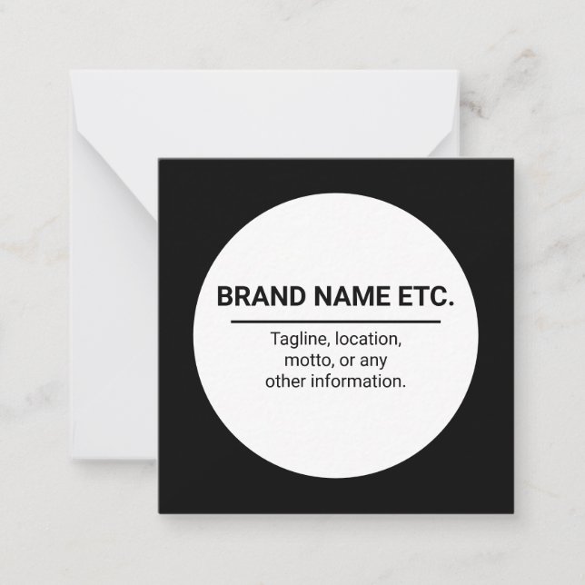 Black White Business Name Note Card Anteckningskort (Framsida)