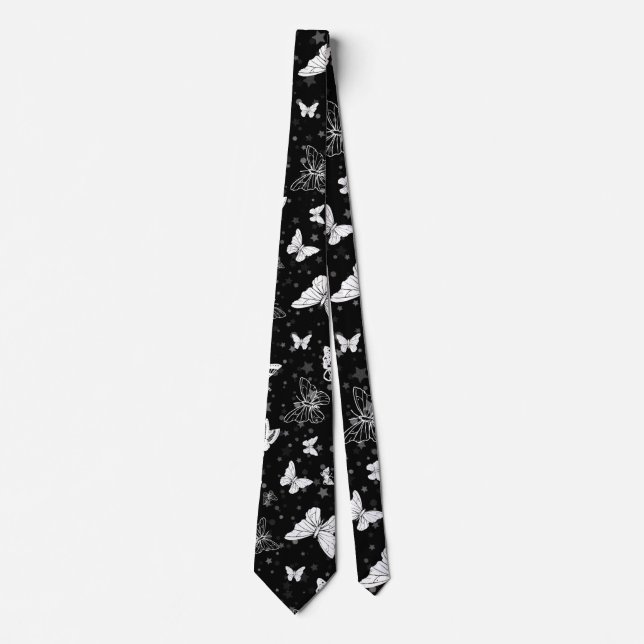 Black White Butterfly Illustration Mönster Design Slips (Framsida)