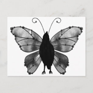 Black & White Butterfly Raven Vykort