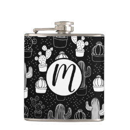 Black & White Cactus Doodle Mönster Fickplunta