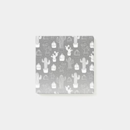 Black & White Cactus Doodle Mönster Post-it Block