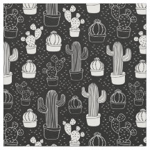 Black & White Cactus Doodle Mönster