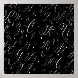 Black & White Calligraphy Alphabet Poster