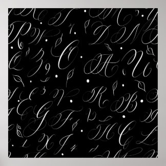 Black & White Calligraphy Alphabet Poster
