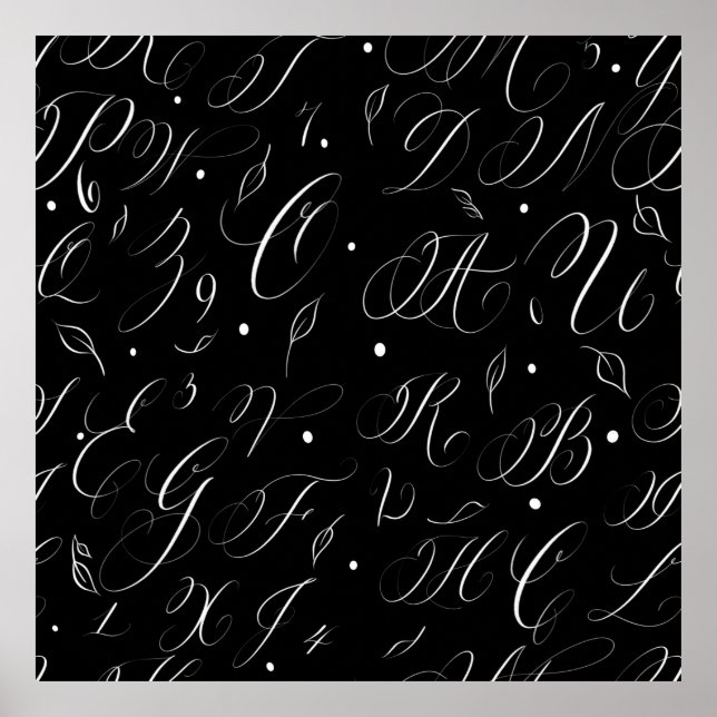 Black & White Calligraphy Alphabet Poster (Framsidan)