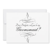 Black White Calligraphy blir du min Groomsmaid