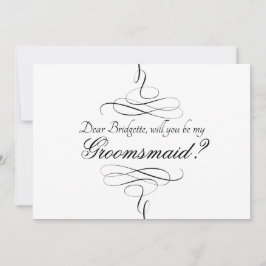 Black White Calligraphy blir du min Groomsmaid Inbjudningar