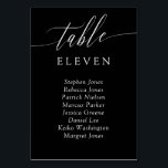 Black White Calligraphy Bordsnummer Guest Namn<br><div class="desc">Elegant bord-kort i svartvitt med ett känsligt kalligrafiskt skript. Lägg till namnen till era bröllop gäster!</div>