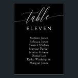 Black White Calligraphy Bordsnummer Guest Namn<br><div class="desc">Elegant bord-kort i svartvitt med ett känsligt kalligrafiskt skript. Lägg till namnen till era bröllop gäster!</div>