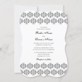 Black & White Calligraphy Vintage Damask Wedding Inbjudningar