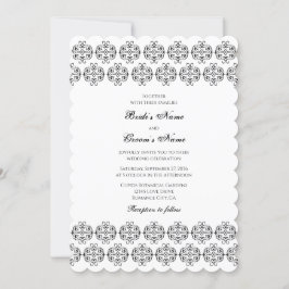 Black & White Calligraphy Vintage Damask Wedding Inbjudningar