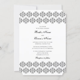 Black & White Calligraphy Vintage Damask Wedding Inbjudningar