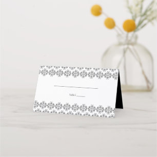 Black & White Calligraphy Vintage Damask Wedding Placeringskort