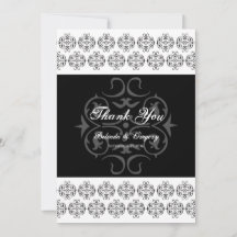 Black & White Calligraphy Vintage Damask Wedding