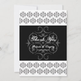 Black & White Calligraphy Vintage Damask Wedding Tack Kort