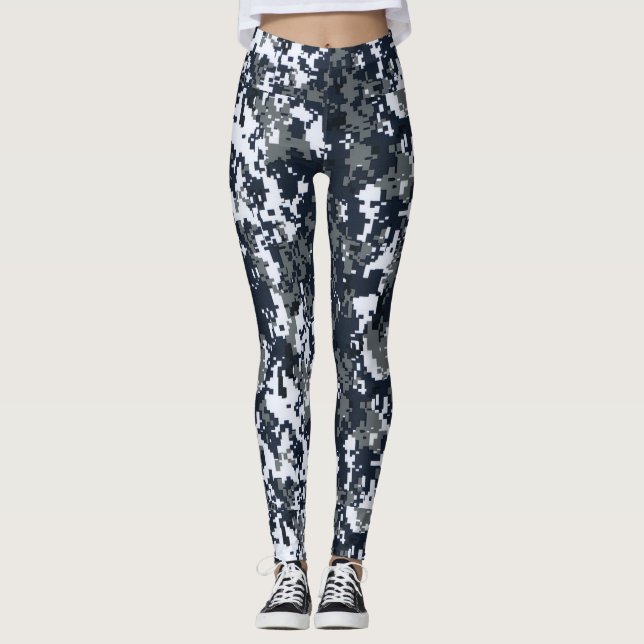 Black White Camouflage Mönster Women Leggings (Framsida)