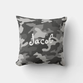 Black & White Camouflage Pillow med Monogram Kudde