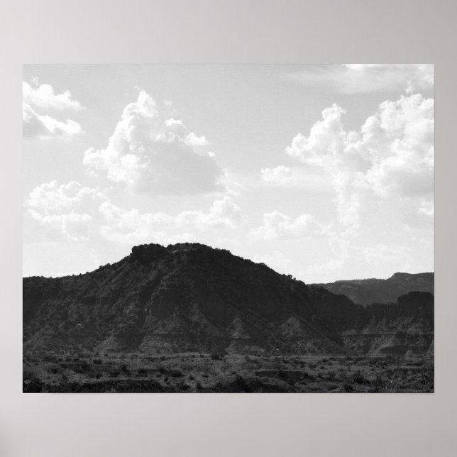 Black & White Caprock Canyon Mountain 16 x 20 Poster (Framsidan)