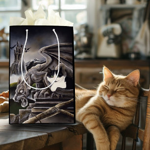 Black White Cat Gargoyle