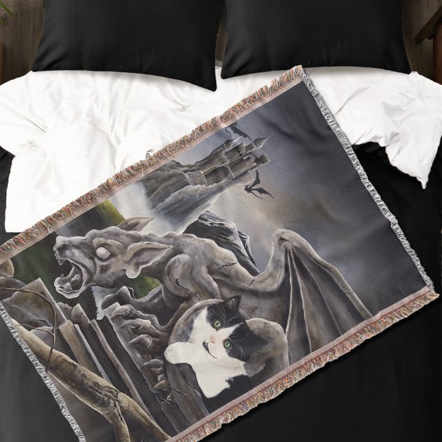 Black White Cat Gargoyle Filt (Skapare uppladdad)