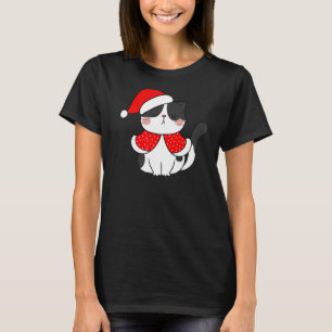 Black White Cat Santa Hat jul Cat Bah humbu T Shirt