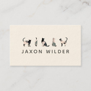 Black White Cat Silhouette Cloud Minimal Visitkort