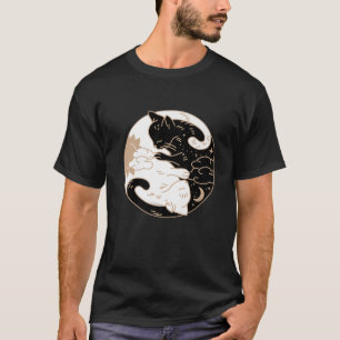 Black White Cat Yin och Yang Cat Gift T Shirt