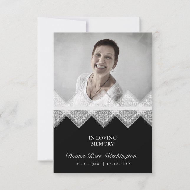 Black & White Celebration Life Funeral Lace Effect (Framsida)