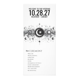 Black & White Celestial Bröllopsprogram Reklamkort