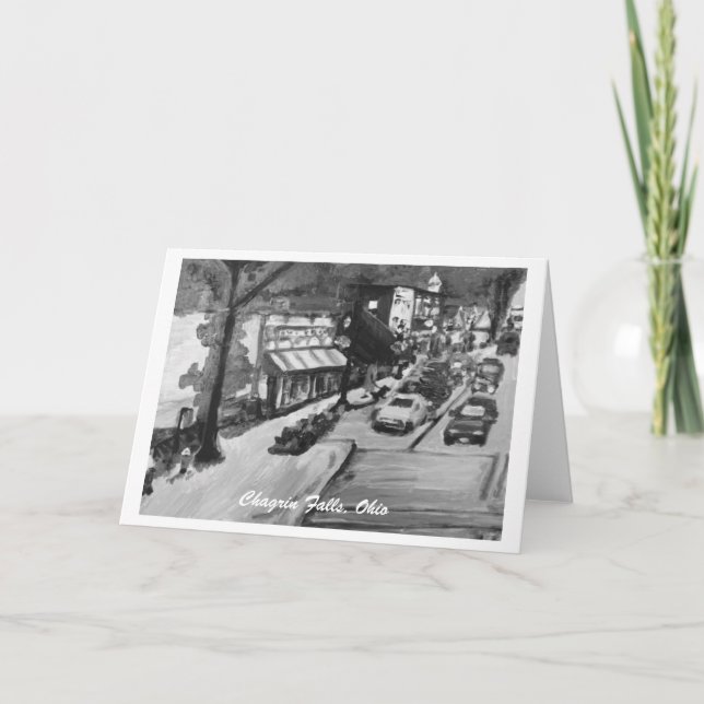 Black & White Chagrin Falls Ohio Greeting Card Kort (Framsida)