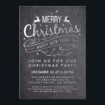Black White Chalkboard Holly God jul Party Inbjudningar<br><div class="desc">Elegant Black and White Chalkboard God jul och Gott nytt år Typography. Holly God jul Party Card-mall.</div>