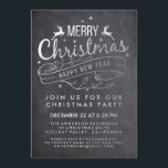 Black White Chalkboard Holly God jul Party Inbjudningar<br><div class="desc">Elegant Black and White Chalkboard God jul och Gott nytt år Typography. Holly God jul Party Card-mall.</div>