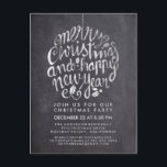 Black White Chalkboard Holly God jul Party Vykort<br><div class="desc">Elegant Black and White Chalkboard God jul och Gott nytt år Typography. Holly God jul Party Postard Templates.</div>