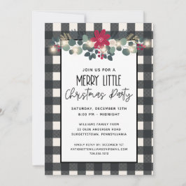 Black White Check Merry Little jul Party Inbjudningar