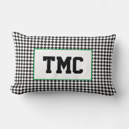 Black White Check Sports Team Tävla INITIALER Roli Lumbarkudde
