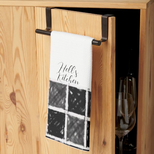 Black White Checkated Kitchen HandTowel Kökshandduk (Thirds Fold)