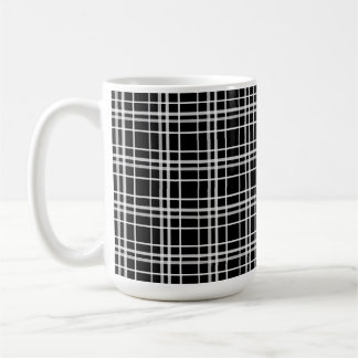 Black White Checkated Linjer Mönster Kaffemugg