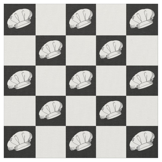 Black White Checker Mönster Chef Uniform Tyg (Närbild)