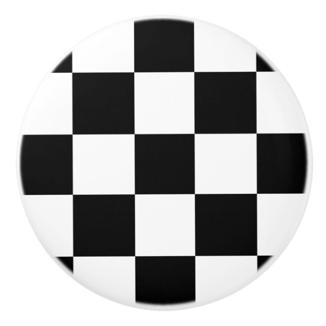 Black & White Checkerboard Ceramic Pull Knopp (Framsidan)