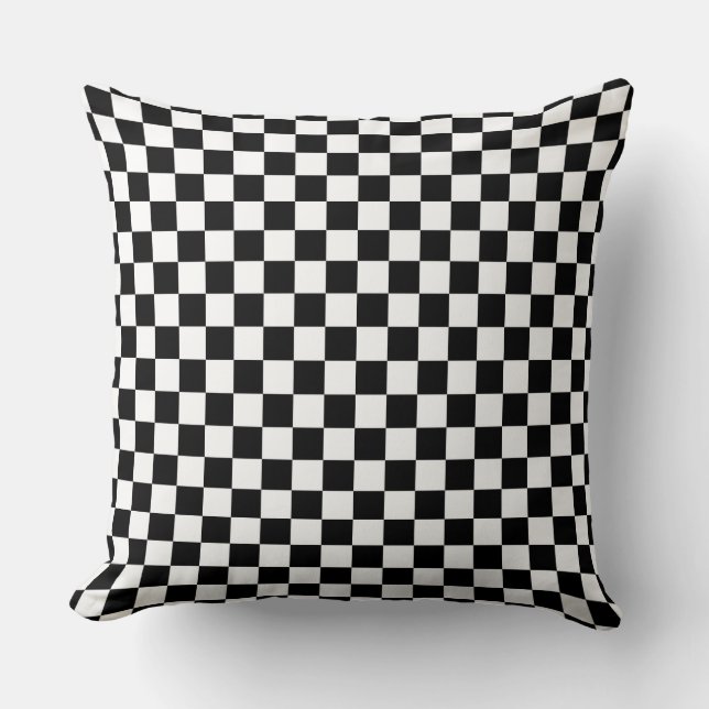 Black & White Checkerboard Dekorativ kudde (Framsida)