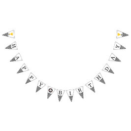 Black White Checkerboard Mönster Birthday Vimplar