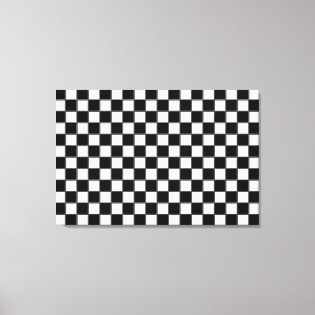 Black & White Checkerboard Mönster Canvastryck (Framsida)