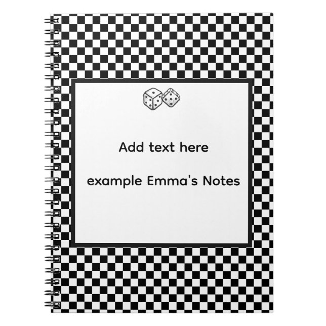 Black & White Checkerboard Notepad | Editable Pers Anteckningsbok (Framsidan)