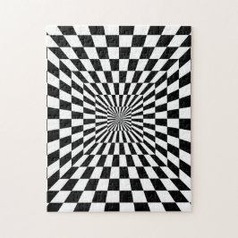 Black White Checkered Hallway | Optisk Illusion Pussel