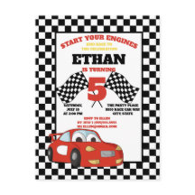 Black White Checkered Red Racecar Child's Birthday