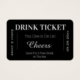 Black & White Cheers Bröllop Drink Voucher Biljett