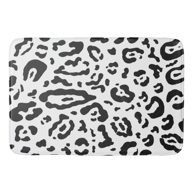 Black & White Cheetah Leopard Animal Print Badrumsmatta (Framsidan)