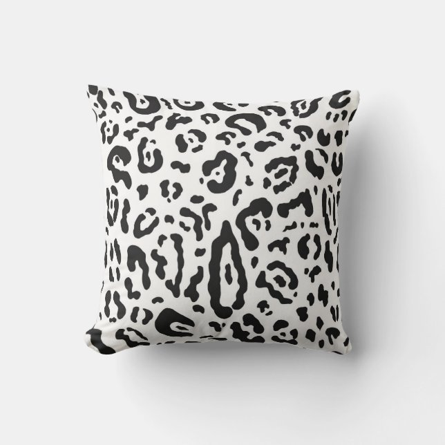 Black & White Cheetah Leopard Animal Print Kudde (Framsida)
